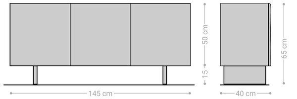 DELIFE Komoda New Live-Edge 145 cm akácia prírodná 3 dvierka akrylová podstava