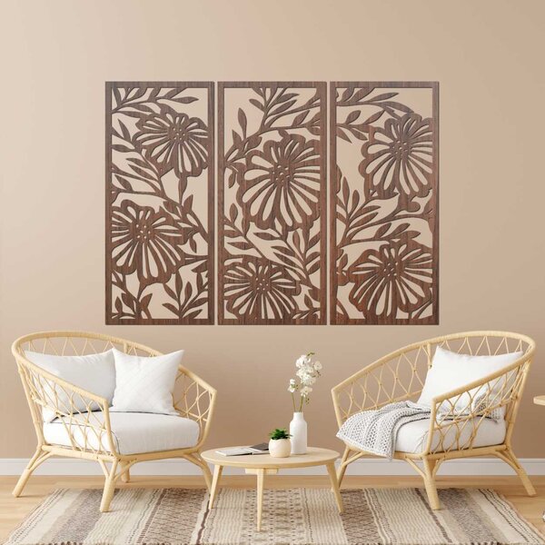 Drevený trojdielny obraz s kvetinovým motívom | RUIOP: HDF - Javor 57 x 67 cm 4600-106945 HDF0532