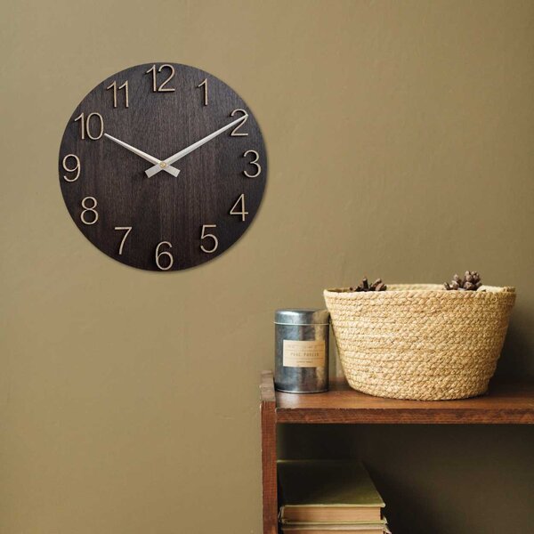 Elegantné drevené dubové hodiny na stenu | OROBORO: HDF - Biela 30 cm 4606-107469 MAS016-OSMO-3169-heads-silver