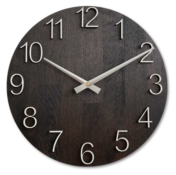 Elegantné drevené dubové hodiny na stenu | OROBORO: HDF - Biela 30 cm 4606-107469 MAS016-OSMO-3169-heads-silver