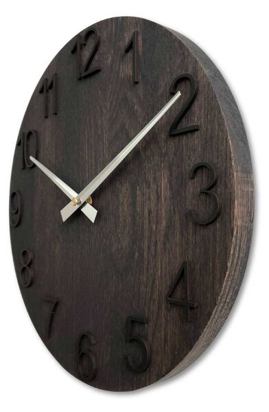 Elegantné drevené dubové hodiny na stenu | OROBORO: HDF - Biela 30 cm 4606-107469 MAS016-OSMO-3169-heads-silver