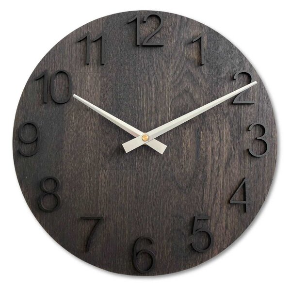 Elegantné drevené dubové hodiny na stenu | OROBORO: HDF - Biela 30 cm 4606-107469 MAS016-OSMO-3169-heads-silver