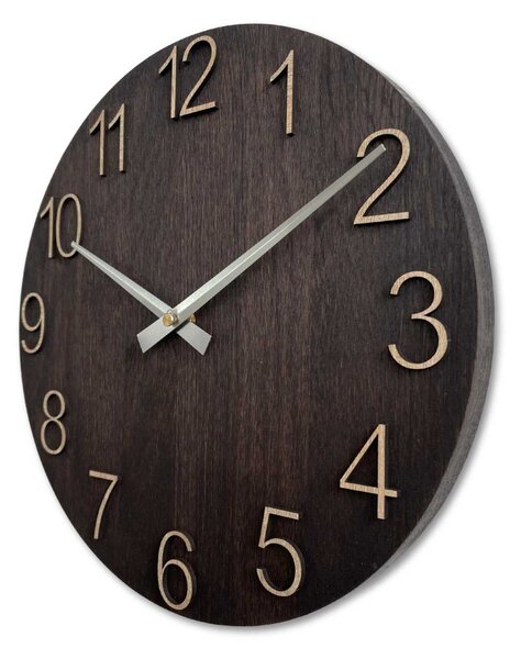 Elegantné drevené dubové hodiny na stenu | OROBORO: HDF - Biela 30 cm 4606-107469 MAS016-OSMO-3169-heads-silver