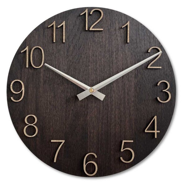 Elegantné drevené dubové hodiny na stenu | OROBORO: HDF - Biela 30 cm 4606-107469 MAS016-OSMO-3169-heads-silver