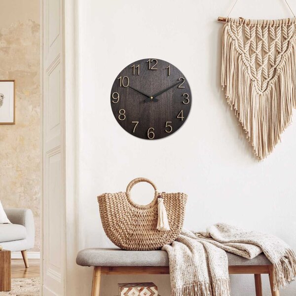 Dekoračné nástenné hodiny z dreva | LOKJO: HDF - Biela 30 cm 4607-107498 MAS016-OSMO-3169-heads-black