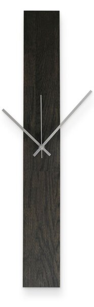 Elegantné nástenné hodiny z tmavého masívneho dreva dub - DARKA: Strieborné ručičky 60x8cm (23.6x3.15in) 4612-107541 MAS019-OSMO-3169-SILVER-60x8
