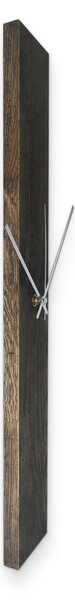 Elegantné nástenné hodiny z tmavého masívneho dreva dub - DARKA: Strieborné ručičky 60x8cm (23.6x3.15in) 4612-107541 MAS019-OSMO-3169-SILVER-60x8