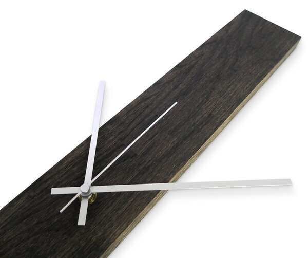 Elegantné nástenné hodiny z tmavého masívneho dreva dub - DARKA: Strieborné ručičky 60x8cm (23.6x3.15in) 4612-107541 MAS019-OSMO-3169-SILVER-60x8