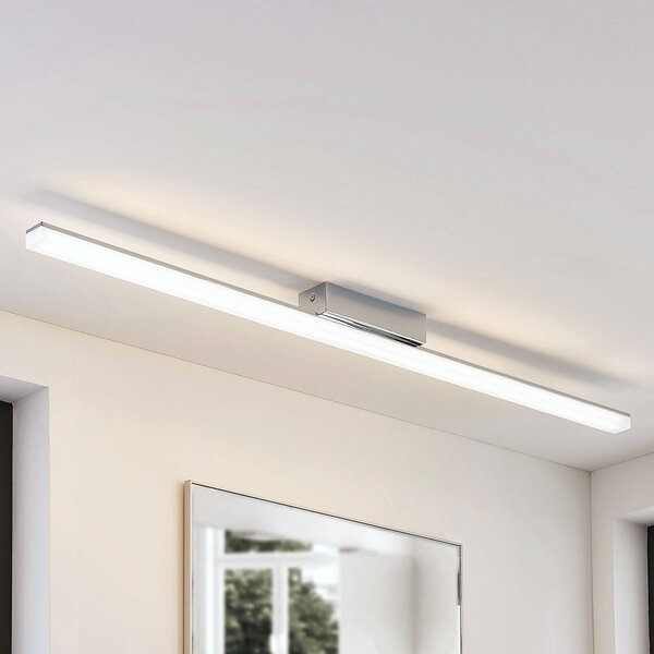 Lindby LED stropné kúpeľňové svietidlo Levke, 116 cm, stmievateľné, IP44, Biela / opálová, Kúpeľňa, Plast, Moderný, Stropné svetlo