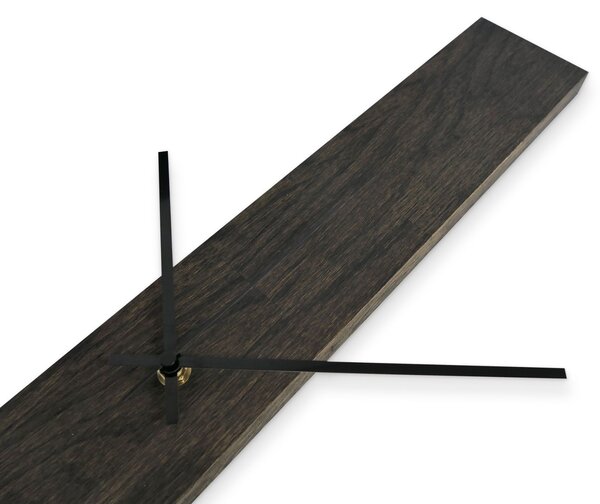 Elegantné nástenné hodiny z tmavého masívneho dreva dub - DARKA: Strieborné ručičky 60x8cm (23.6x3.15in) 4612-107541 MAS019-OSMO-3169-SILVER-60x8