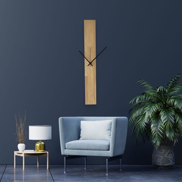 Drevené nástenné hodiny z masívu – moderný minimalistický dizajn - OSMAN: Čierne ručičky 60x8cm (23.6x3.15in) 4614-107552 MAS019-OSMO-3041