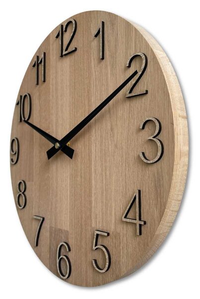 Elegantné nástenné hodiny z masívneho dubu - ručičky čierne | RODRA: HDF - Biela 30 cm 4615-107555 FB-MAS016-OSMO-3041-heads-black