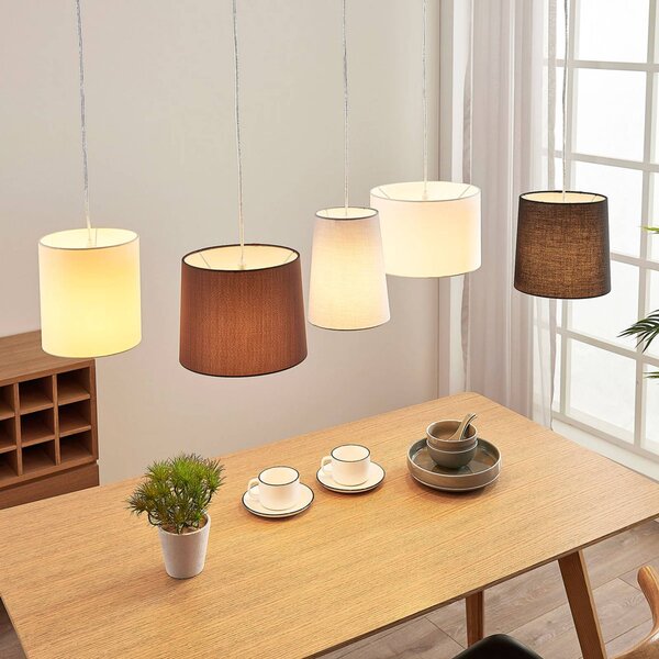 Textilná závesná lampa Hermina 5-plameňové, Hnedá / hrdzavá, Obývacia izba / jedáleň, Textil / látka / hodváb, Štýl mladých, Závesné svietidlo