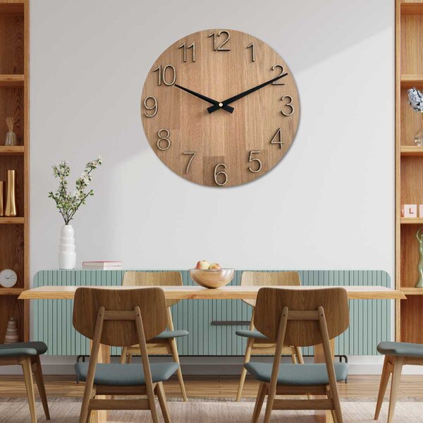 Elegantné nástenné hodiny z masívneho dubu - ručičky čierne | RODRA: HDF - Biela 30 cm 4615-107555 FB-MAS016-OSMO-3041-heads-black