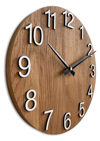 Drevené nástenné hodiny s veľkými číslicami | ROTREIU: HDF - Biela 30 cm 4618-107654 MAS017-3072-black-hands
