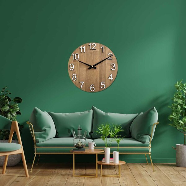 Hodiny na stenu z dubového dreva | TRIPKO: HDF - Biela 30 cm 4620-107672 MAS017-3041-hands/black