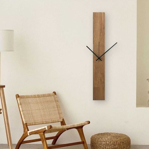 Drevené dubové nástenné hodiny moderný dizajn - TKOI: Farba strieborná 60x8cm (23.6x3.15in) 4626-107867 MAS019-AMBER