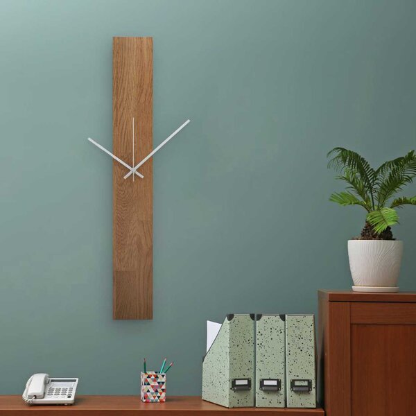 Drevené dubové nástenné hodiny moderný dizajn - TKOI: Farba strieborná 60x8cm (23.6x3.15in) 4626-107867 MAS019-AMBER