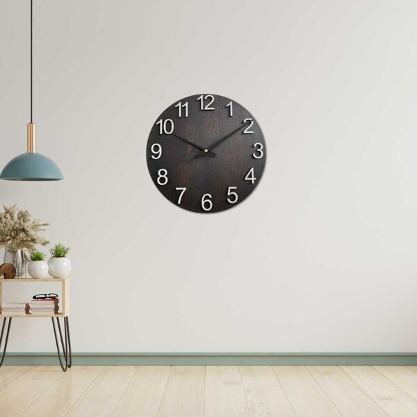 Dizajnové nástenné hodiny z masívneho dreva - GAKOU: HDF - Biela 30 cm 4624-107699 MAS017-3169-hands/black
