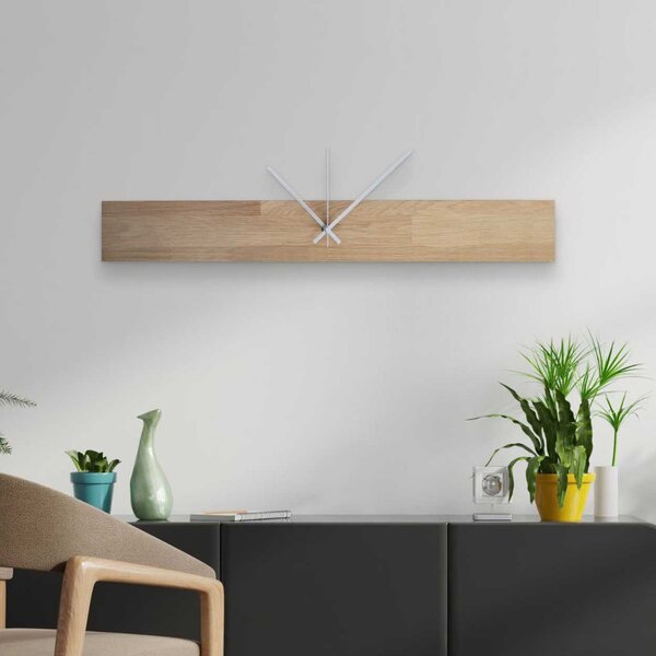 Škandinávske dubové hodiny, moderná dekorácia | QOGOP: Farba strieborná 60x8cm (23.6x3.15in) 4628-107871 MAS020-3041-SILVER-60x8cm