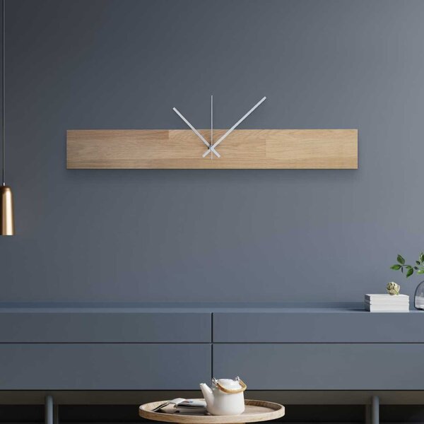 Škandinávske dubové hodiny, moderná dekorácia | QOGOP: Farba strieborná 60x8cm (23.6x3.15in) 4628-107871 MAS020-3041-SILVER-60x8cm
