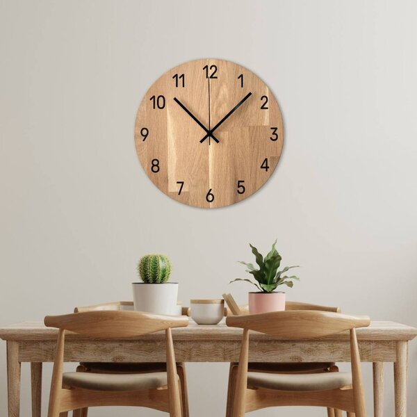 Luxusné hodiny na stenu z kvalitného dubového dreva | QRKOM: Farba čierna RAL 9005 30 cm 4642-108212 MAS024-3041-BLACK-30