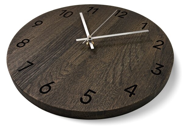 Dubové nástenné hodiny s luxusným dizajnom - MATKON: Farba strieborná 30 cm 4644-108227 MAS024-3169-SILVER-30