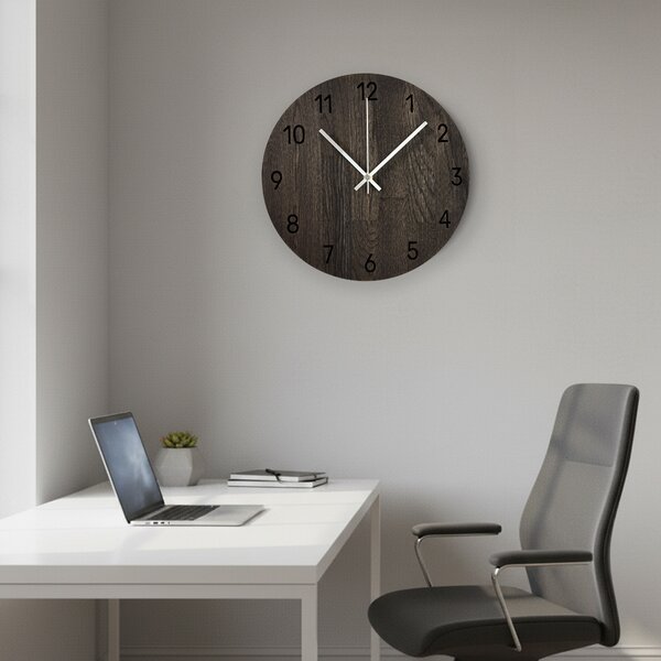 Dubové nástenné hodiny s luxusným dizajnom - MATKON: Farba strieborná 30 cm 4644-108227 MAS024-3169-SILVER-30