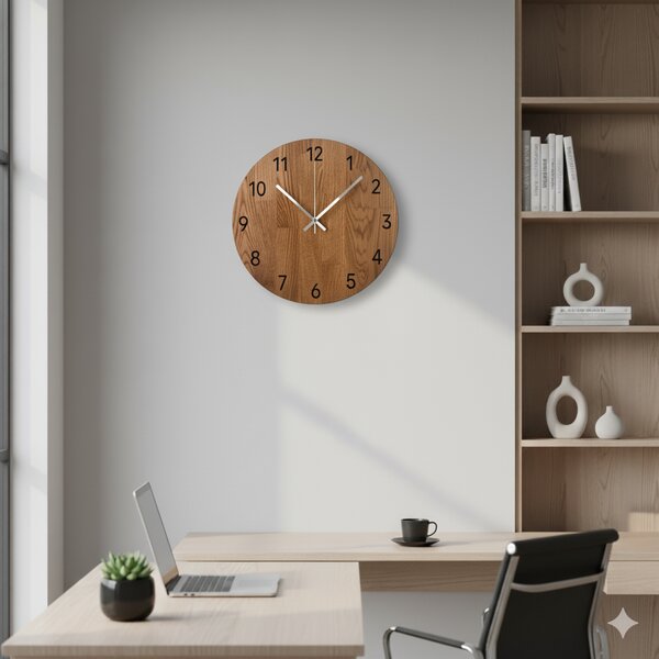 Luxusné nástenné hodiny z dubového dreva - VAERKA: Farba čierna RAL 9005 30 cm 4643-108218 MAS024-3072-BLACK-30