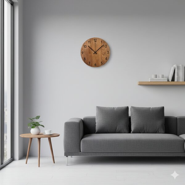 Luxusné nástenné hodiny z dubového dreva - VAERKA: Farba čierna RAL 9005 30 cm 4643-108218 MAS024-3072-BLACK-30