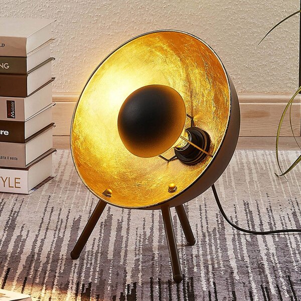 Stolná lampa Lindby Muriel, výška 38 cm, čierna, zlatá, kov, Čierna, Obývacia izba / jedáleň, kov, Moderný, Stolová lampa