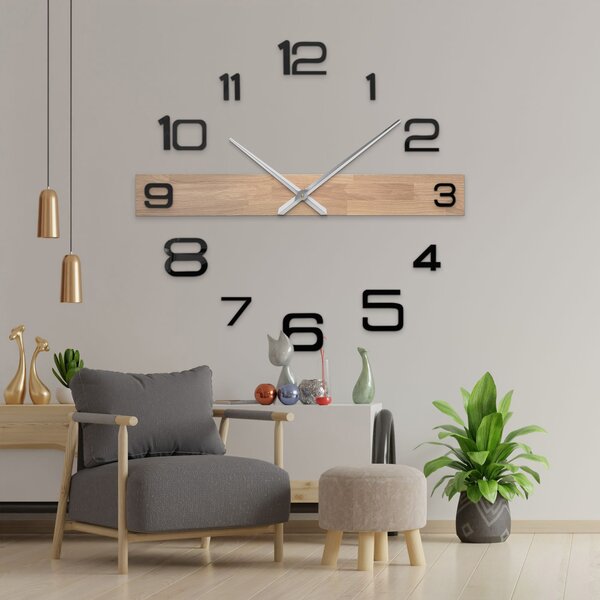 Luxusné nástenné hodiny v minimalistickom dizajne - HOQIOKLES: Strieborné ručičky 80 cm 4650-113122 MAS023-3041-SILVER-80