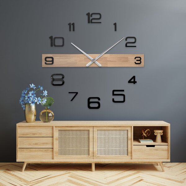 Luxusné nástenné hodiny v minimalistickom dizajne - HOQIOKLES: Strieborné ručičky 80 cm 4650-113122 MAS023-3041-SILVER-80