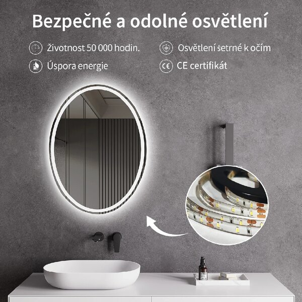 CERANO - Kúpeľňové LED zrkadlo Cielo - 50x70 cm