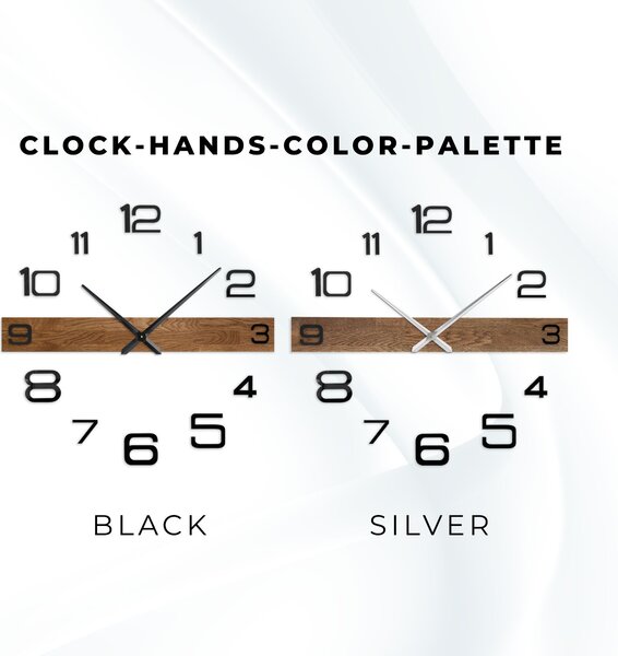 Minimalistické drevené hodiny do obývačky | ROKLAKLES: Strieborné ručičky 80 cm 4652-113116 MAS023-3072-SILVER-80