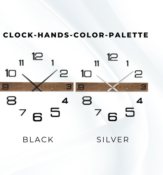 Minimalistické elegantné hodiny na stenu dubové drevo - POPOKLES: Strieborné ručičky 80 cm 4651-113132 MAS023-3169-SILVER-80