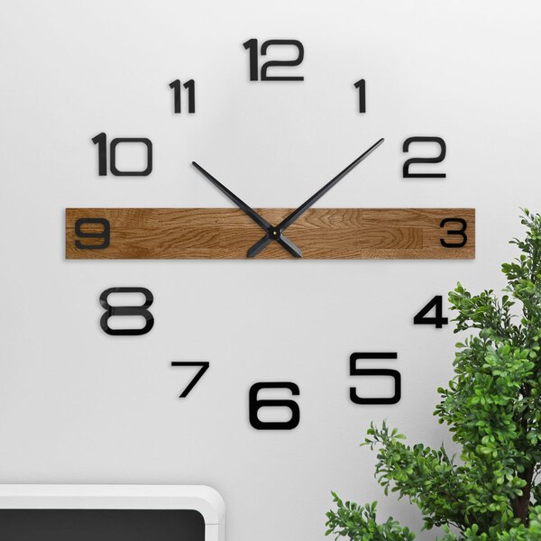 Minimalistické drevené hodiny do obývačky | ROKLAKLES: Strieborné ručičky 80 cm 4652-113116 MAS023-3072-SILVER-80