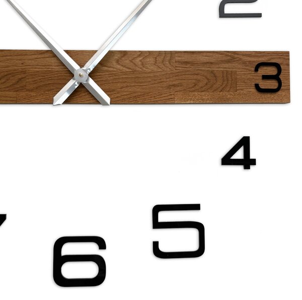 Minimalistické drevené hodiny do obývačky | ROKLAKLES: Strieborné ručičky 80 cm 4652-113116 MAS023-3072-SILVER-80