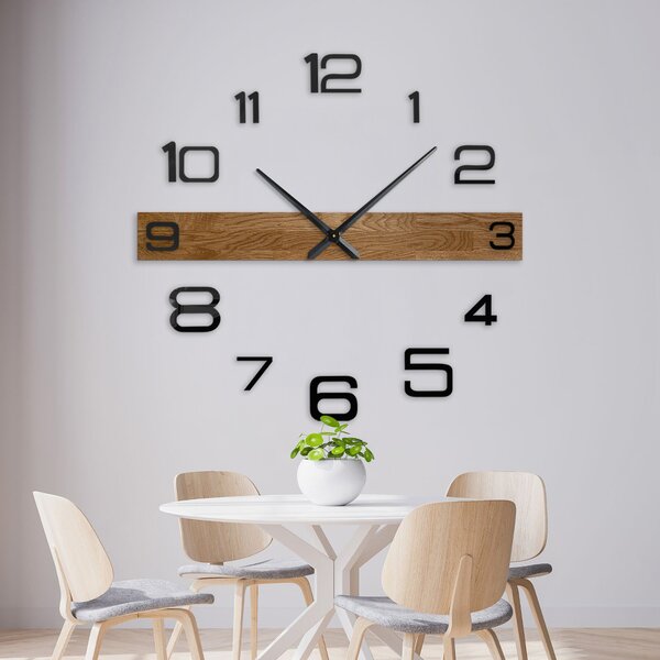 Minimalistické drevené hodiny do obývačky | ROKLAKLES: Strieborné ručičky 80 cm 4652-113116 MAS023-3072-SILVER-80