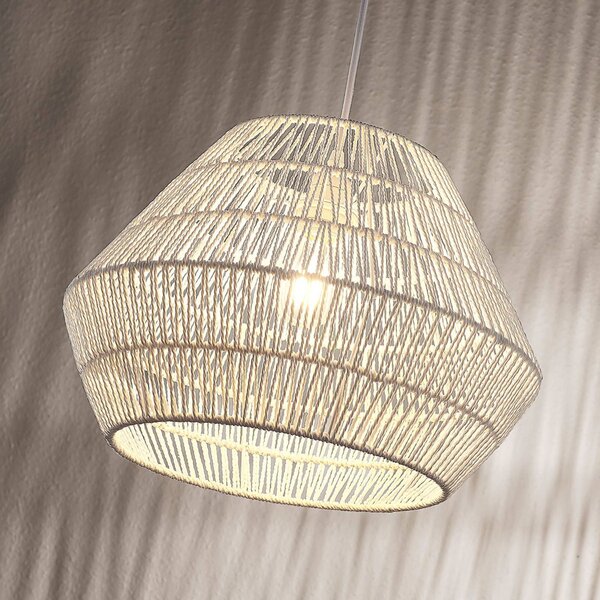 Lindby Závesná lampa Ottavio z pleteného papiera, biela, Biela / opálová, Obývacia izba / jedáleň, Papier / lunolit / lunopal, Moderný, Závesné svietidlo