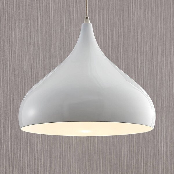 Závesná lampa Lindby Ritana, biela, kov, Ø 31 cm, E27, Biela / opálová, Obývacia izba / jedáleň, Hliník, Moderný, Závesné svietidlo