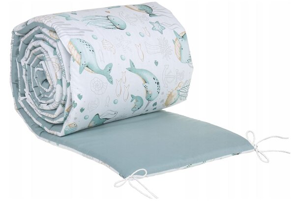Ochranný mantinel do postieľky 180x30 cm PREMIUM - Morský svet/zelená