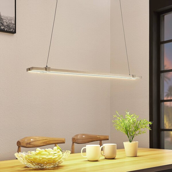 LED pásová závesná lampa Tymon, úzka, výsuvná, Hliník / sivá / zinok, Obývacia izba / jedáleň, kov, Moderný, Závesné svietidlo