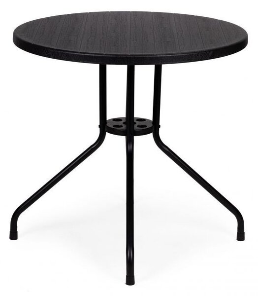 Záhradný stôl s okrúhlou doskou 80 cm Čierna