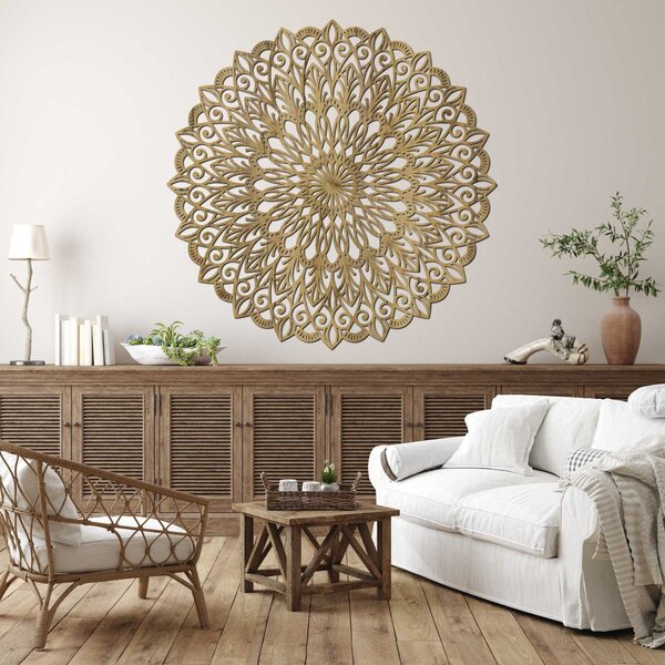 Drevená 3D mandala na stenu – Luxusný vyrezávaný obraz | HELGA: HDF - Orech 20 cm 4675-110685 HDF0251-akcia20