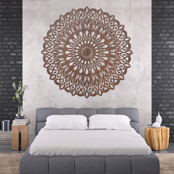 Drevená 3D mandala na stenu – Luxusný vyrezávaný obraz | HELGA: HDF - Orech 20 cm 4675-110685 HDF0251-akcia20