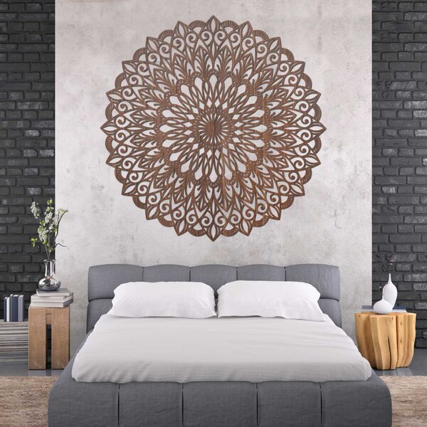 Drevená 3D mandala na stenu – Luxusný vyrezávaný obraz | HELGA: HDF - Orech 20 cm 4675-110685 HDF0251-akcia20
