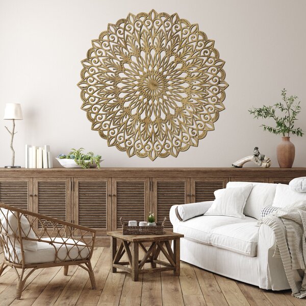 Drevená 3D mandala na stenu – Luxusný vyrezávaný obraz | HELGA: HDF - Orech 20 cm 4675-110685 HDF0251-akcia20