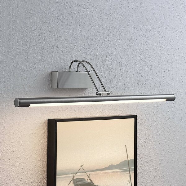 Lindby LED obrazové svetlo Mailine, 69 cm, nikel, vypínač, Hliník / sivá / zinok, Obývacia izba / jedáleň, kov, Moderný, Osvetlenie obrazu