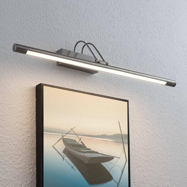 Lindby LED obrazové svetlo Mailine, 69 cm, nikel, vypínač, Hliník / sivá / zinok, Obývacia izba / jedáleň, kov, Moderný, Osvetlenie obrazu